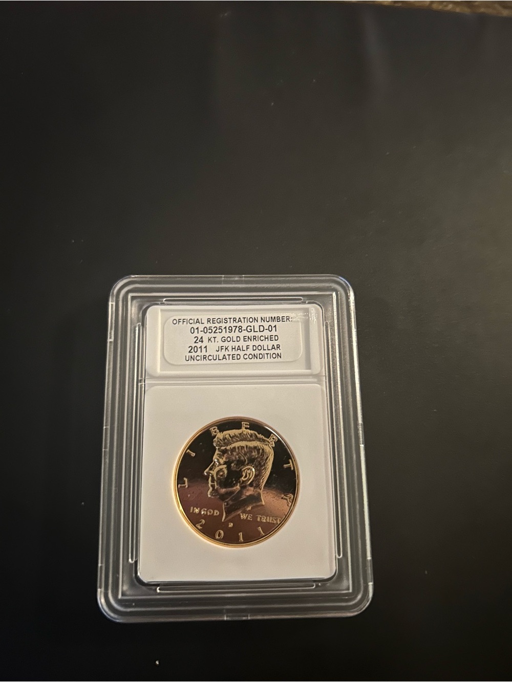 2011 P JFK Half Dollar Coin 24K Gold Enriched Uncirculated Condition